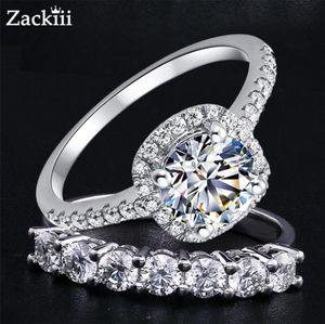 Zackiii Ring 1CT 2CT 3CT Brilliant Diamond Halo Engagement Rings for Women 028CT Half Stackable Bridal Set 2208131459421