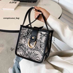 Messenger Bags Canvas Flower Fabric Trend Tote Bag 2024 New Style Messenger Bag Printed Jungle Animal Picture Handbags