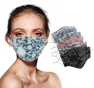 Pamuk tasarımcısı Baskılı Yüz Maskeleri Nefes Valfı ile Yüz Maskeleri Kadın Bezi Önem Yıkanabilir Yeniden Kullanılabilir Parti Maskeleri DH8721543