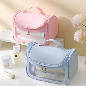 Borse per cosmetici Borsa per trucco trasparente Lavaggio impermeabile PU Accessori da viaggio portatili per riporre il trucco di grande capacità