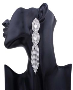 Moda borlas brincos pendurados para mulheres luxo correntes de cristal lustre brinco moda ouro prata noivado casamento earring5675363