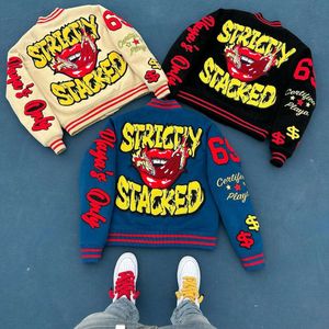American Retro Letter Flocking Brodery Jacket and Coat Men Y2K New Street Hip Hop Popular Baseball Uniform Par Casual Top