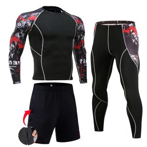 Mens Compressão Sportswear Ternos Gym Collants Treinamento Roupas Workout Jogging Sports Set Running Rashguard Treino Para Homens 240307