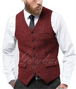 Männer Anzugweste Gilet da uomo a spina di pesce blu monopetto 30% lana misto Denim Jeans gilet giacca Slim Fit Casual formale Business