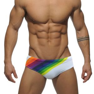 Swimwear Sexy Rainbow Stripes Swimsuit Men Swimwear Swim Briefs Bikini Trunks Shorts Underwear Male Beach Surf Bath Suit Wear Panties