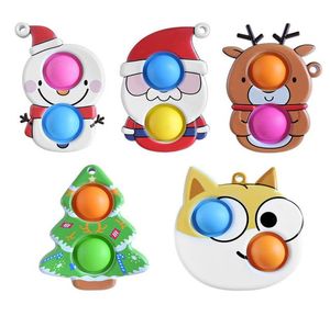 Empurre Bubble Toys Party Favor Christmas Santa Claus Tree Snowman Design por Bubbles Keychain Sensory Desktop Game Puzzle Toy para Kids4823489