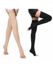 Sportstrumpor 40-86 kg Kvinnor Medicinsk komprimering Varicos Vener 20- 30mmhg Elastic Nursing Fitness Yoga Stockings Over Knee S XXL