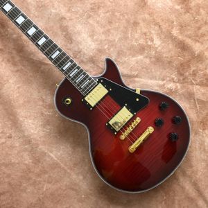 Vermelho personalizado de 6 cordões de guitarra elétrica Maple Maple Top Gold Hardware Quick Delivery