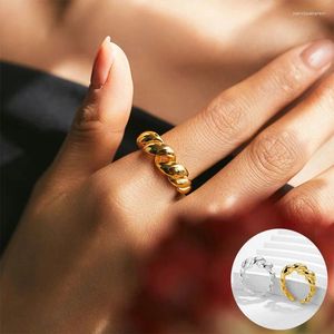 Pierścienie klastra 925 Sterling Srebrny cyrkon geometryczny otwarty pierścień dla kobiety