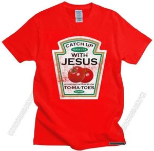 Men039s TShirts Lustiges Catch Up With Jesus T-Shirt Männer Vintage Vegan Tomate TShirt Christliches Geschenk Veganismus ONeck Baumwolle T-Shirt M7842217