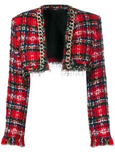 HIGH STREET est 2024 Designerjacke Damen Fransen Quaste Plaid Tweed Crop Short Jacke 240301