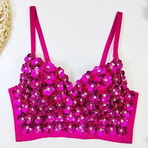 Women's Tanks French Underwear Bustier Bra For Women Gathered Push Up Beaded Camisole Sexy Nightclub Party Female Tank Tops Y4413