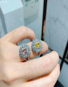 Luxury Pink Quartz Citrine Crystal Rings for Women 925 Sterling Silver Lab Diamond Gemstone Wedding Engagement Band Fine Jewelry4516871