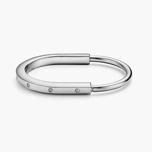 Hot tiffay 925 tutto il corpo in argento sterling nuovo braccialetto con faccia liscia e testa di blocco stile moda piena di diamanti 5XCF