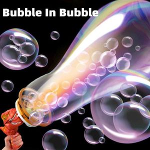 Novelty Games Baby Bath Toys Automatic Bubble Machine Bubble Gun With Cartoon Fan Childrens Summer Outdoor Toy Bubble Blower Q240307