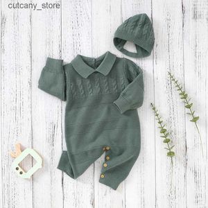 Jumpsuits Baby Rompers Clothes Winter Long Sleeve Knitted Newborn Boy Girl Cotton Jumpsuits Hats Sets Autumn 0-18m Toddler Infant Outfits L240307