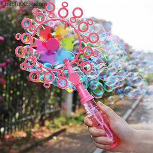 Novidade Jogos Bebê Banho Brinquedos Windmill Bubble Machine Handheld Blow Molding Bubble Rod Tool Bubble Maker Blower Set Outdoor Fun Childrens Gift Toys Q240307