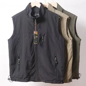 Men's Vests Polyester Multi Pocket Vest Volunteer Casual Printed Work Clothes