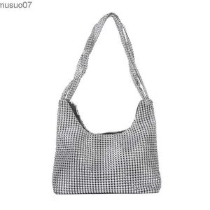 Bolsa mensageiro elegante prateada, bolsa de noite para strass, bolsa de ombro para melhores amigosL2403