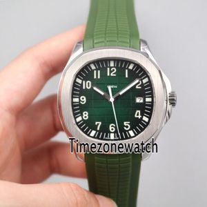 New Aquanaut 5168G-010 강철 케이스 녹색 질감 다이얼 자동 남성 시계 시계 녹색 고무 시계 Timezonewatc231f 용 저렴