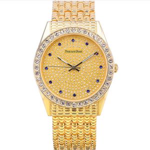 프레지스 보트 브랜드 패션 남성 시계 시계 고급 골드 다이아몬드 쿼츠 시계 밝고 투명한 다이얼 편안한 밴드 손목 시계 274z