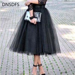 Rock Qualitätsschichten Mode Tüllrock Plissee TUTU Röcke Damen Lolita Petticoat Brautjungfer Midirock Schwarz Jupe Saias Faldas 5XL