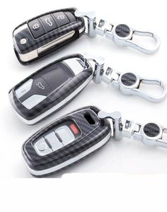 carbon fiber car key Case bags Cover key Shell for a3 a4 b8 b6 8p a5 c6 q5 accessories key chain keychain Protection covers4874001