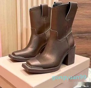 2024 womens Leather Black/white/brown outdoor Party boot lady sexy fashion