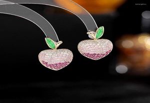 Stud Earrings Korean Style Fruit Series Peach Simple And Cute Cubic Bridal Arrings For Wedding Jewelry 20224789718