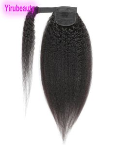 Brezilya Perulu 100 İnsan Saç Kancası Döngüsü Kinky Düz 824inch Ponytails Bakire Saç Kinky Düz Pony Kuyruk Saç Extensi8456222