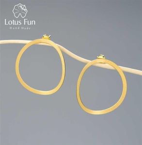 Lotus Fun 18k بساطتها الذهب ، أقراط دائرة الدائرة الكبيرة للنساء 925 الجنيه الاسترليني الفضة الفاخرة ، الاتجاه الإناث 2201081447346