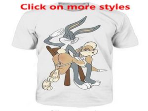 Nova Moda Casais Homens Mulheres Unissex Cartoon Bugs Bunny Lola Bunny Spanking Engraçado Impressão 3D Sem Boné Camiseta Casual Camisetas Tee Top T5930590