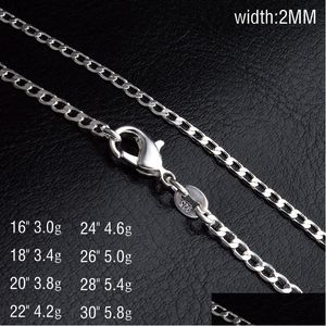 Chains Bk 2Mm 925 Sterling Sier Side Necklace Cuban Link Chains For Women Mens Jewelry 16 18 20 22 24 26 28 30 Inches Drop Delivery Je Dhcsq