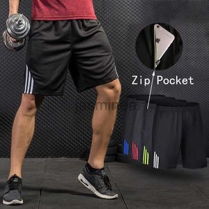 Men's Shorts Men Running Shorts Stripe Zip Pocket Gym Tennis Shorts Quick-Drying Training Fitness Basketball Loose Sport Plus Size 240307