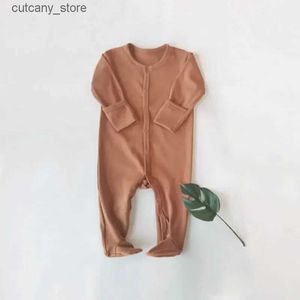 Jumpsuits Baby Kids Cotton Jumpsuits Spring Long Sleeve Footed Rompers for Boys and Girls Autumn Newborn Summer Infants One-piece Clothes L240307