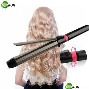 Curling Irons Profesjonalny rurler do włosów obrotowa żelazna różdżka z turmalinowym ceramicznym antypałęzą Zinisowane narzędzie do stylizacji Waver Waver Maker D Otgm9