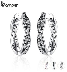 Hoop Huggie 925 Sterling Silver Interweave Ed Earrings Clear CZ Ear Backles for Womended Wedding Jewelry PAS465 2210083893679