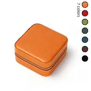 Cosmetic Bags Small Square Necklace Storage Box Vintage Vegetable Leather Jewelry Case Luxury Women's Ring Bracelet Boxes High Quality Cases