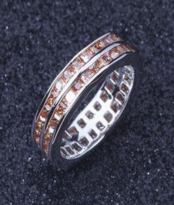 Pierścionki ślubne wykwintne stworzone szampana kryształ romantyczny srebrny pierścień kolorowy J2129573683