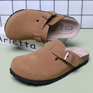 BK designer slipper Boston Soft Footbed Leather Clogs Slippers sandals Germany slides Suede Taupe Black White Beige Dark Grey Pink womens flat slide casual sandal