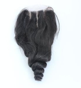 7A spetsstängning 35x4 burmesiska hår lösa våg mänskliga hår topp spetsstängningar bitar med blekt knutar middle 3 vägs del stock2421441
