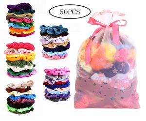 DHL Women Velvet Elastic Hairbands 20pcsset 46pcsset Ponytail Holder Scrunchies Rubber Band Lady Girls Kids Hair Accessorie8158468