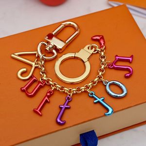 Stylish Colorful Luxury Designer Keychain Letter Pendant Gold Key Buckle Detachable Keychains For Mens Womens Keys Ornaments Whole2487