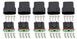 Black 5 Set 4 Pin DT044PDT064S bil Vattentät tråd Electrical Deutsch Connector Plug8693037