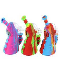 Hookahs Smoking Water Pipes oil rig bongs with one glass eyed monster shape silicone bong Unique Design3401872