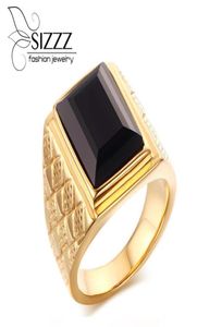 Bröllopsringar Sizzz Men Black Bands Gold Filled Rhombus Designförlovning Ring9613657