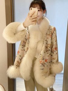 2024 Ny koreansk version Imitation Fox Cape Päls för kvinnors kinesiska nagelpärla Tang Style Haining Coat på vintern 918699