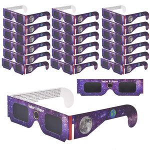 20st Solar Eclipse Viewing Glasses ISO Certified Paper Frame Glasögon Direkt solvisningsglasögon Childrens Glasögon 240307