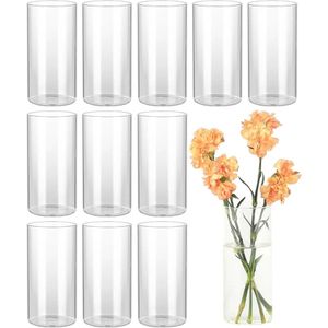 Vasos transparentes para peças centrais, vaso de flores, cilindro de vidro, decoração de sala, mesas, decoração de casa, velas flutuantes, casamentos, jardim 240301