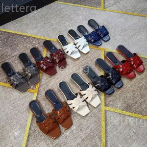 Desconto Tribute mules sandálias chinelos de couro liso cassandra plana mulher sapatos de praia slide sandália chinelo flip flops